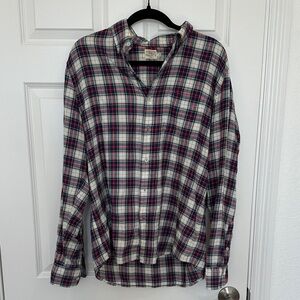 Faherty Organic Cotton Plaid Button-Up Shirt Size Large